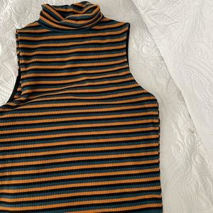 Striped mock neck tank top